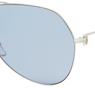 Cartier Premiere De Aviator Metal Sunglasses - Blue Silver