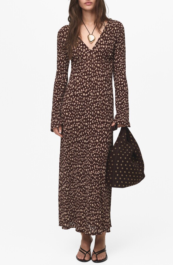 Print Long Sleeve Maxi Dress
