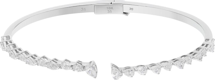 Spectrum Jewels 1.6 Carat Si Clarity Hi Color Pear Diamond 14 Karat White Gold Cuff Bracelet
