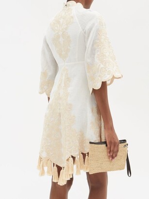 Zimmermann Anneke Embroidered Linen-voile Mini Dress - Ivory