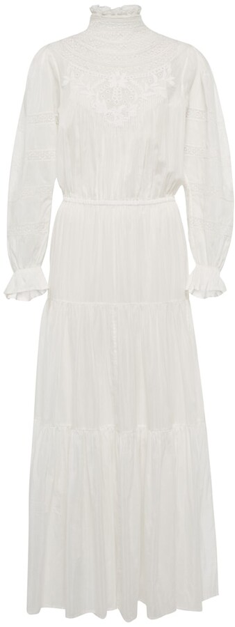 Isabel Marant Gracie Lace-trimmed Tiered Cotton And Silk-blend 