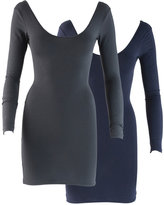 Thumbnail for your product : American Apparel Cotton Spandex Double U-Neck Long Sleeve Dress (2-Pack)