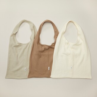 Oui Set Of 3 Cotton Reusable Bags, Neutral Tones
