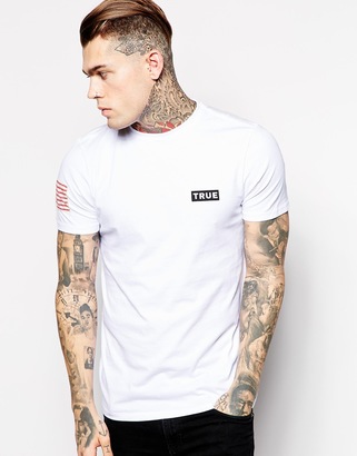 True Religion T-Shirt Camo True Back Print - White