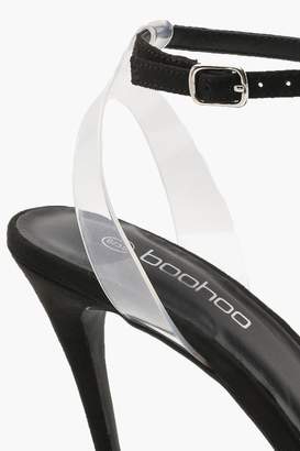 boohoo Pointed Toe Clear Strap Heels