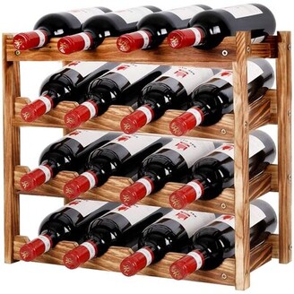 16 Bottles Wooden Red Wine Rack Red Wine Holder Shelf Stand