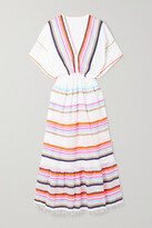 Thumbnail for your product : Lemlem Bandira Fringed Striped Cotton-blend Gauze Midi Dress - White