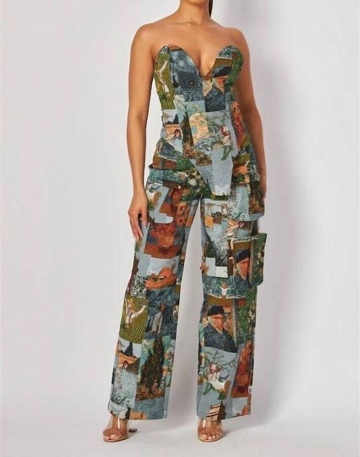 Red Velvet Get Lost Corset Top With Pants Set In Multi Color