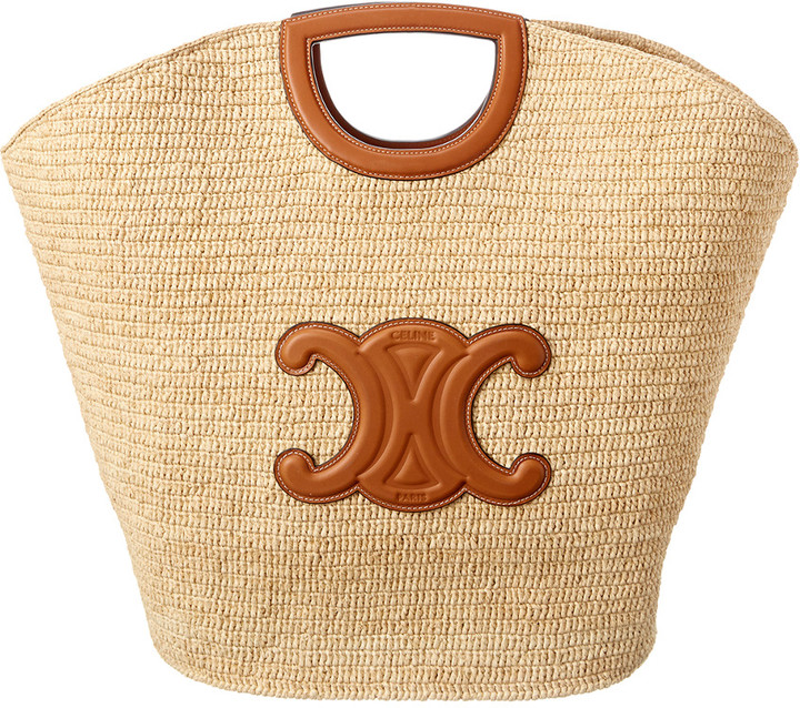 Celine Straw & Leather Tote ShopStyle