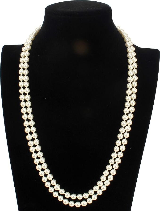 Fashion Faux Pearls Pendants 1920s Beads Cluster Long Pearl Necklace for Costume Party Jewelry 55"