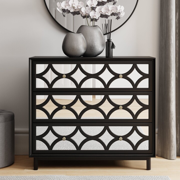 Dunelm Delphi 3 Drawer Chest, Mirrored Black ShopStyle
