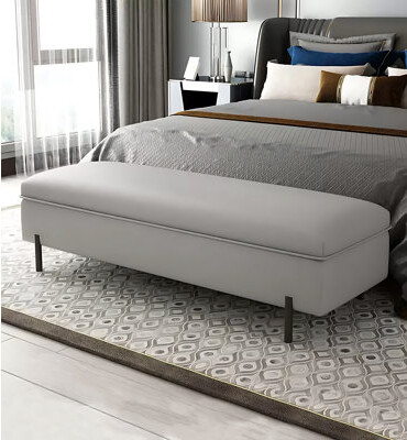 Light Luxury Minimalist Rectangular Microfiber Leather Storage Ottoman