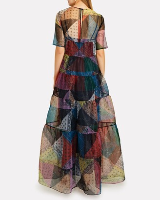 STAUD Hyacinth Tiered Paisley Organza Dress