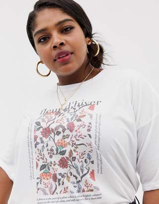 Neon Rose Plus relaxed t-shirt with winter flower print