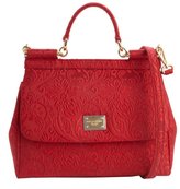 Thumbnail for your product : Dolce & Gabbana red embroidered canvas structured satchel
