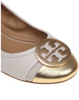 Thumbnail for your product : Tory Burch Minnie Cap-toe Ballerina Flat Leather Ballet Ivory Color / Gold