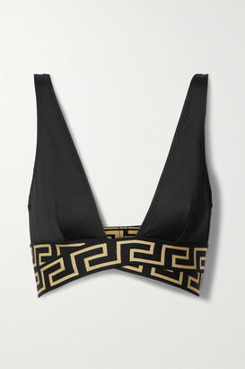 Versace Vita Jacquard-trimmed Bikini Briefs - Black
