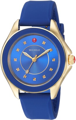 Michele Women's Cape Stainless Steel Swiss-Quartz Watch with Silicone Strap Blue 17 (Model: MWW27A000026)