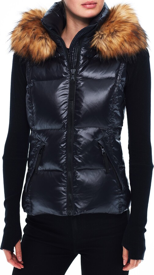 S13 Snowcat Faux Fur Trim Down Quilted Vest ShopStyle