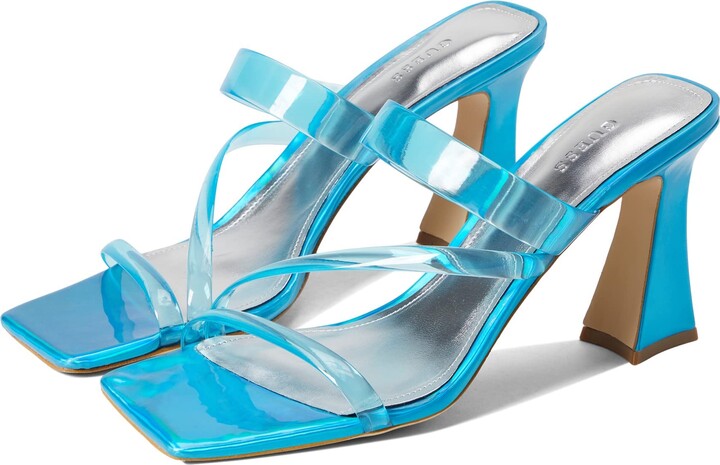 G ByGuess Ezira Womens Blue Textile Platforms Heels Shoes New 