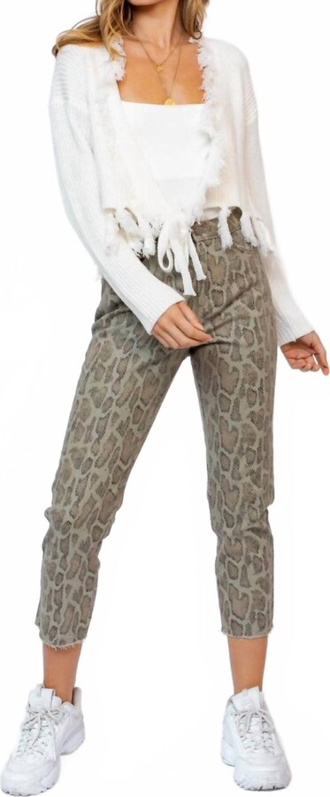 LE LIS Desert Muse Jeans In Olive-Snake