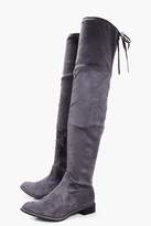 Thumbnail for your product : boohoo Flat Thigh High Boots
