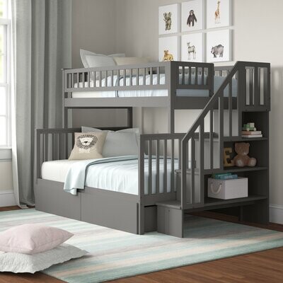 Shyann Twin Over Bunk Bed For, Hazzard Stairway Twin Over Full Bunk Bed With Trundle