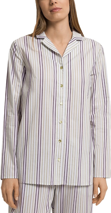 Hanro Long Sleeve Cotton Button Front Sleep Shirt