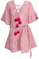 Thumbnail for your product : Goodnight Macaroon 'Nasya' Gingham Tied Front Pom Pom Ruffle Wrap Dress