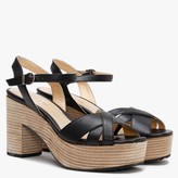 Thumbnail for your product : Carmen Saiz Black Leather Cross Strap Low Platform Sandals
