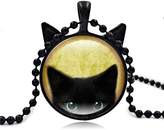 Thumbnail for your product : ISAACSONG.DESIGN I's Vintage Steampunk Style Lucky Cat Kitty Glass Pendant Necklace Holiday Gifts ( Cat)