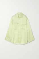 Thumbnail for your product : Maison Essentiele + Net Sustain Silk-satin Pajama Shirt - Green