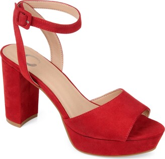 Zinc Red Suede Block Platform Heels Open Toe US 8.5 NWOT Shoes