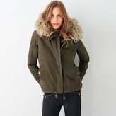 Thumbnail for your product : Soft Grey Short Cotton Zip-up Hooded Parka with Drawstring Hem