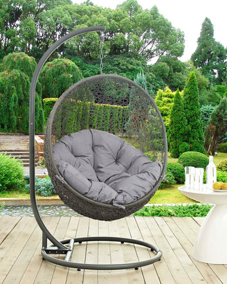 Modway Hide Outdoor Patio Wicker Rattan Swing Chair With Stand