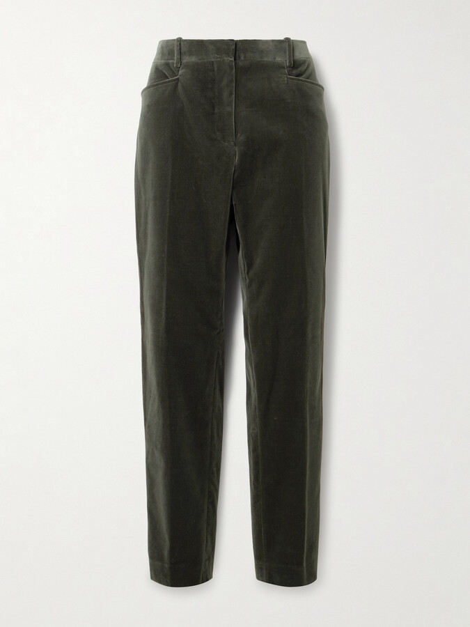TOM FORD - Cotton-blend Velvet Straight-leg Pants - Gray