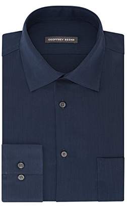 Geoffrey Beene Mens Dress Shirts Fitted Textured Sateen Spread Collar