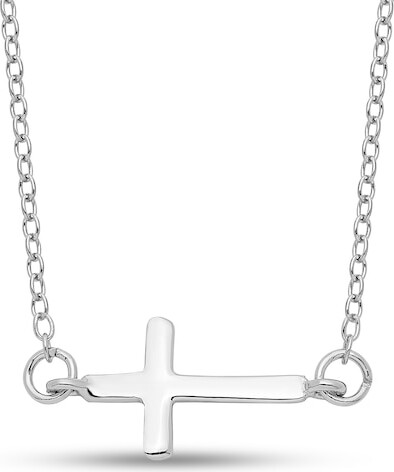 Zales Sideways Cross Necklace in Sterling Silver