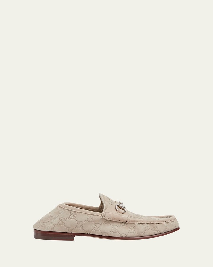 Gucci Men's Horsebit 1953 Embossed Suede Bit Loafers