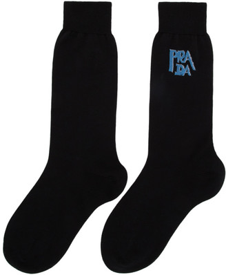 Prada Black and Blue Logo Socks