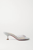 Thumbnail for your product : Christian Louboutin Pailettacan 55 Crystal-embellished Pvc And Iridescent Snake-effect Leather Mules - Silver - IT34