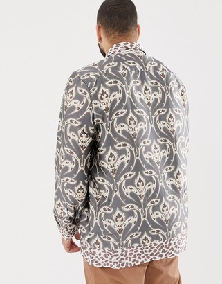 ASOS DESIGN Plus regular fit satin mix & match paisley print shirt