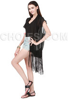 Thumbnail for your product : Choies Black Embroidery Coat With Tassels