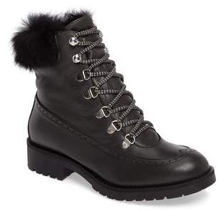 Charles David Rugby Genuine Rabbit Fur Lace-Up Boot