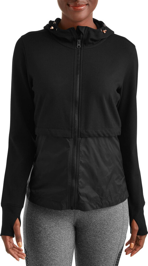 Athletic Works Women's Active Performance Knit Woven Zip Front Jacket