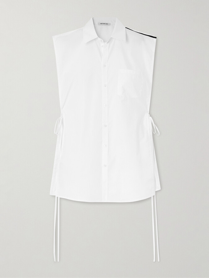Peter Do Peter Tie-detailed Cotton-poplin Blouse - White