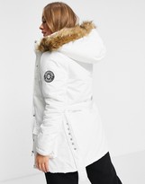 Thumbnail for your product : Brave Soul pam pocketed coat with faux fur trim hood