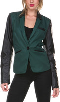Thumbnail for your product : Black & Olive Faux Leather Sleeve Jacket