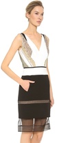Thumbnail for your product : J. Mendel V Neck Fitted Silk Crepe Dress