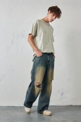 Jaded London Tinted Blue Busted Colossus Jeans - Blue 36 at Urban 